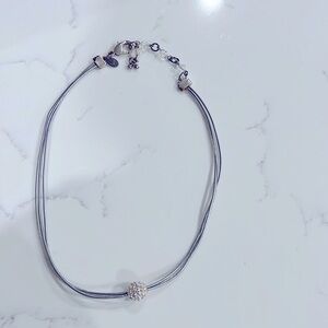 Chicos necklace. Silver leather strands with adjustable clasp